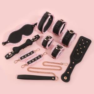 Sex Bondage Kit 6 Pcs - BDSM Restraints Set with Blindfold, Handcuffs, Gag & Collar for Couples